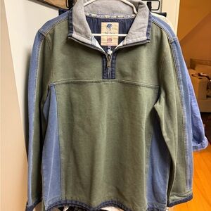 Fat Face Men's Green and Blue Zip Up Sweater